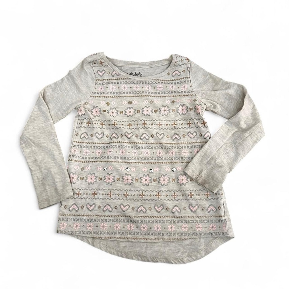 Cynthia Rowley cute cream long sleeve top with pink floral pattern